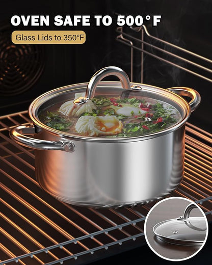 Cook N Home Basics 16 Quart Stainless Steel Stock Pot with Lid, Cooking Pot for Pasta, Soup, Sturdy Handle, Large Stockpot with Even Heating, Oven & Dishwasher Safe, Cookware for Canning, Boiling