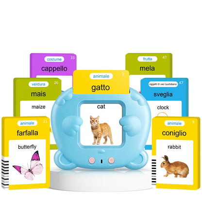 Italian & English Talking Flash Cards for Toddlers, Bilingual Flash Cards for Toddlers with 224 Sight Words, Montessori Learning Toys, Speech Therapy & Sensory Preschool Education Gifts for Kids