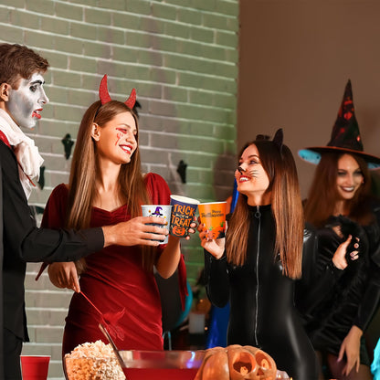 Fulmoon 100 Pcs Halloween Disposable Cups 9 oz Paper Coffee Cups for Kids Adults Holiday Party Halloween Party Supplies, 10 Styles