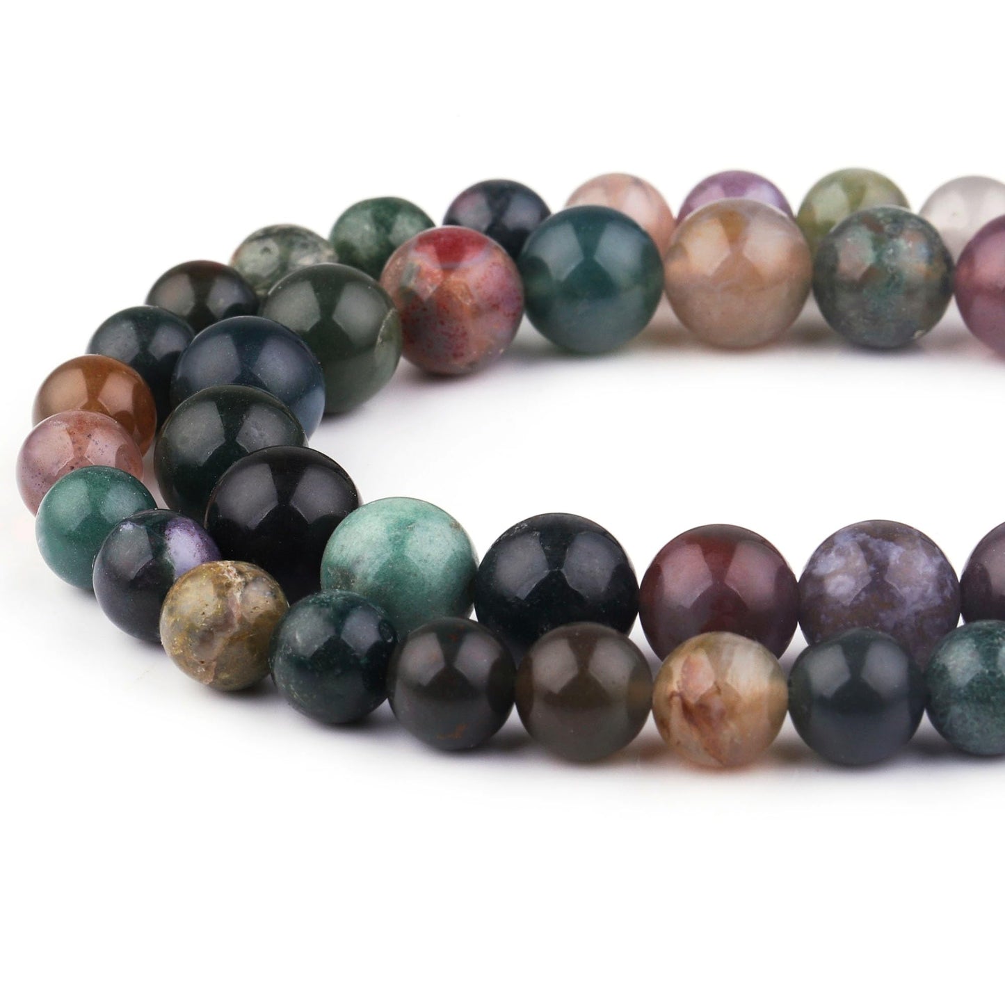 Youngbling Natural Gemstone Beads for Jewelry Making,10mm Indian Agate Polished Round Smooth Stone Beads,Genuine Real Stone for Bracelet Necklace 15 Inch(Indian Agate,10mm)