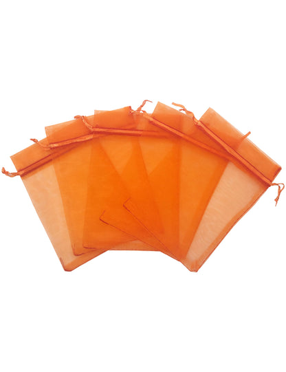 Jexila 50 Pack Orange Organza Gift Bags 8X12 inch Large Mesh Bag Drawstring for Gift Wrap Halloween Goodie Candy Treat Bag for Kids Birthday Halloween Party Favor
