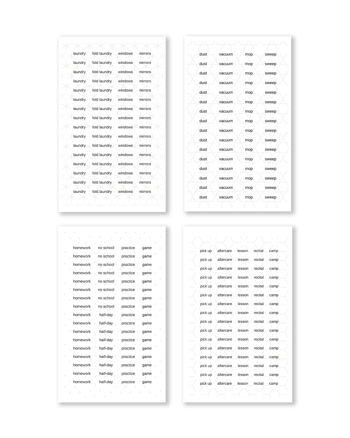 Rongrong House & Family Words and Icons Sticker Book – 25 Pages of Functional Planner Stickers – Chore, Cleaning, and Home Organization Stickers for Planners, Journals, Calendars & Family Schedules