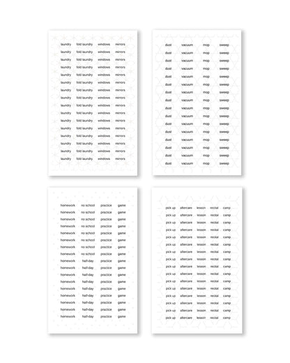 Rongrong House & Family Words and Icons Sticker Book – 25 Pages of Functional Planner Stickers – Chore, Cleaning, and Home Organization Stickers for Planners, Journals, Calendars & Family Schedules