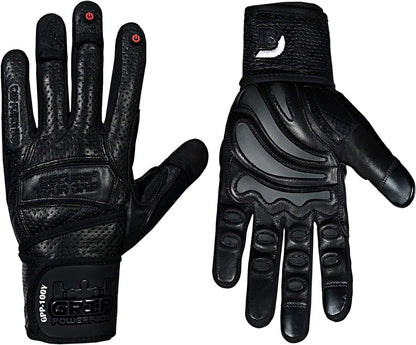 Elite Leather Gym Gloves with Built in 2" Wide Wrist Wraps Grip & Design for Weightlifting Power Lifting Bodybuilding & Strength Training Workout Exercises