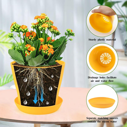 Bluckincle 8 Pack 4.7 Inch Flower Pots and 8 Pack 6.7 Inch Plant Pots Indoor Outdoor