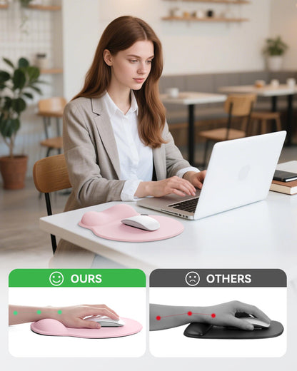 Mouse Pad with Wrist Rest, Ergonomic Mouse Pads for Desk, Office Non-Slip Mousepad with Gel Wrist Support(Light Pink, 10.6''L x 9''W)