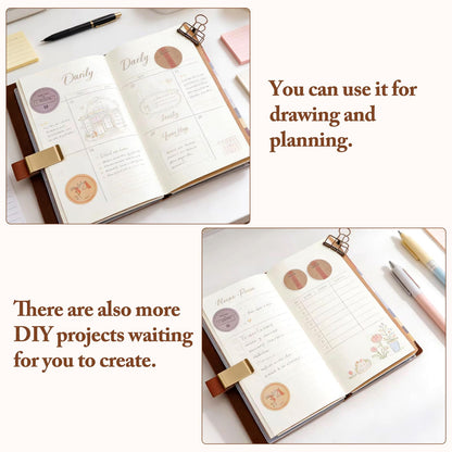 BEIZMHBO Refillable Travelers Notebook with Pockets, Handmade Travel Diary with Pen Holder & Vintage Stickers, Brown Leather Journal with 4 Notebook Inserts for Men Women Traveler Writing, 8.3" x 4.7"