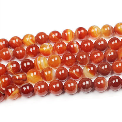 MJDCB Natural Red Striped Agate Beads Round Loose Beads for Jewelry Making DIY Bracelet Necklace (4mm)