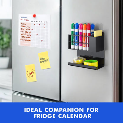 Banafich Black Magnetic Dry Erase Marker Holder for Whiteboard, Acrylic Magnet Pen Holder Wall Mount, Black Magnetic Pencil Holder Cup for Refrigerator Fridge, Office, Locker Accessories for Classroom