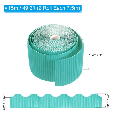 PATIKIL 3.9inch x 49.2ft Bulletin Board Border, Scalloped Trim Paper Corrugated Paper for Locker Classroom Decor Black White Cork Poster Boards, Sky Blue