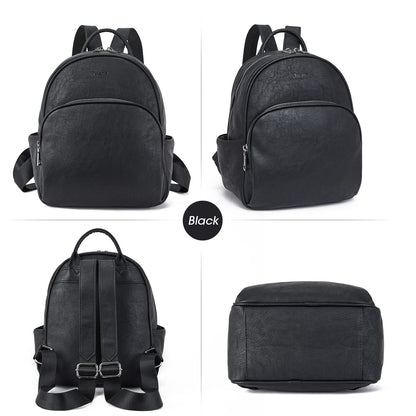 Telena Small Backpack Purse for Women Cute Mini Leather Travel Shoulder Bags Black