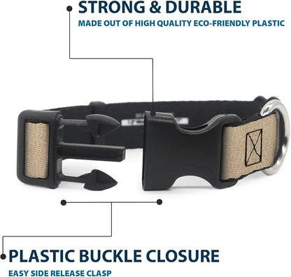 Buckle-Down Dog Collar Plastic Clip Natural Hemp 13 to 18 Inches 1.5 Inch Wide