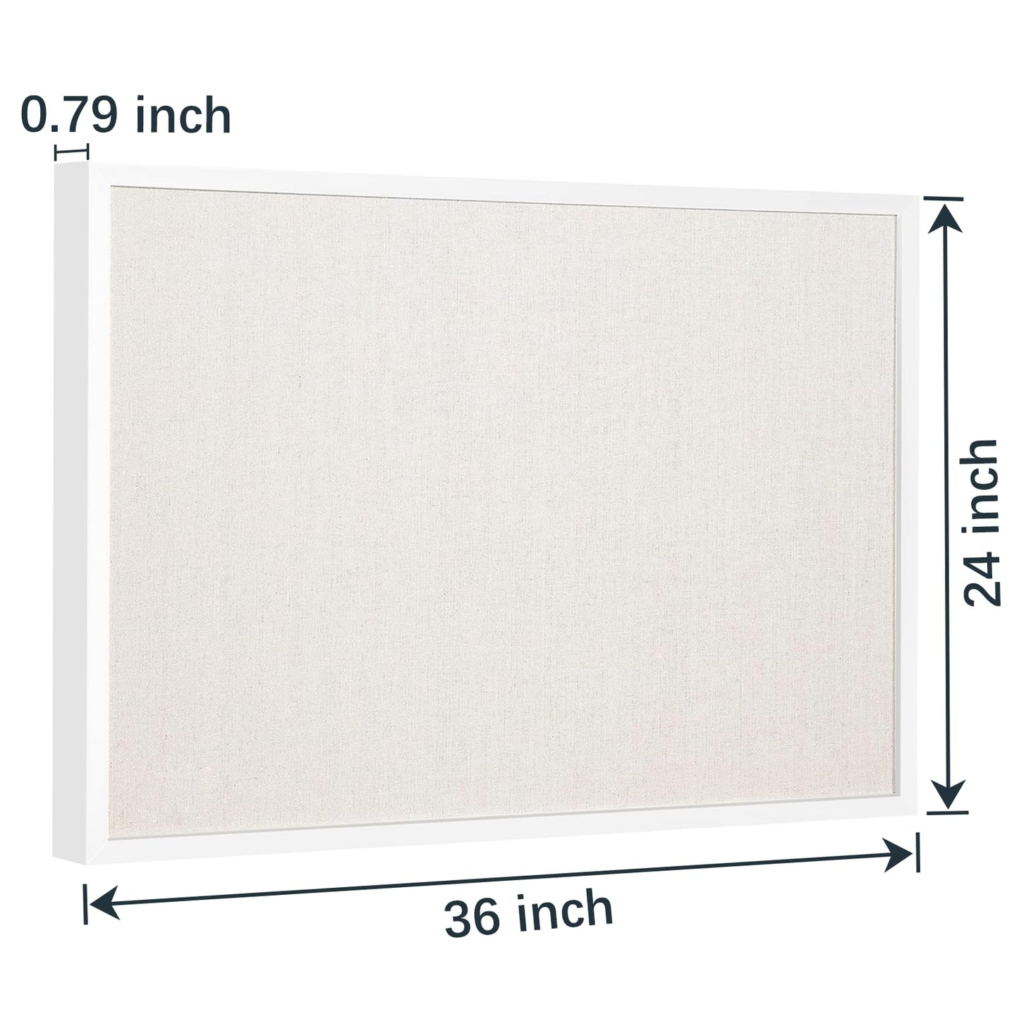 OWLKELA 24'' x 36'' Linen Bulletin Board, White Framed Corkboard, White Oak Frame Linen Cork Board, Vision Board and Decorative Hanging Pin Board