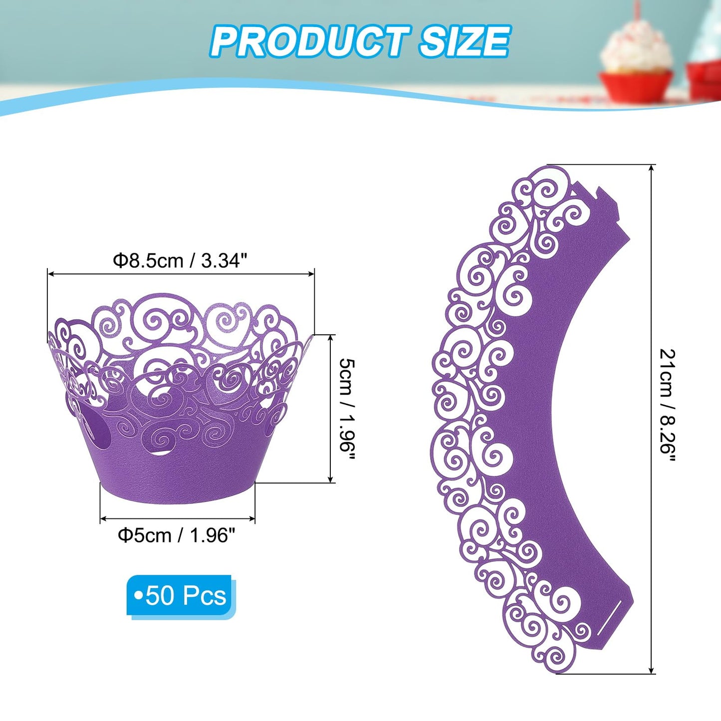 PATIKIL Cupcake Wrappers Paper, 50 Pack Baking Cups Standard Cloud Decoration for Anniversary Birthday Weddings and Parties, Dark Purple