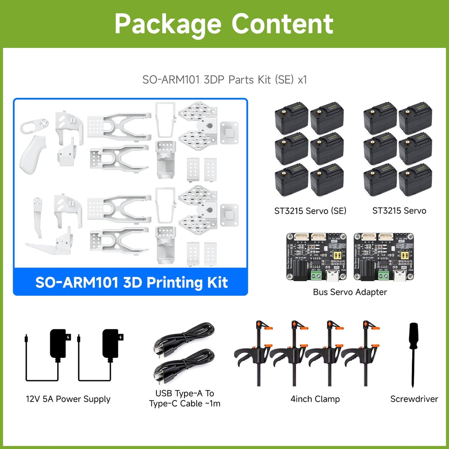 Waveshare SO-ARM101, Open-Source 6-Axis Robotic Arm, Native Support for Hugging Face LeRobot, High-Torque Bus Servo, Photosensitive Resin 3D-Printed Parts, 3DP Parts Kit (SE)