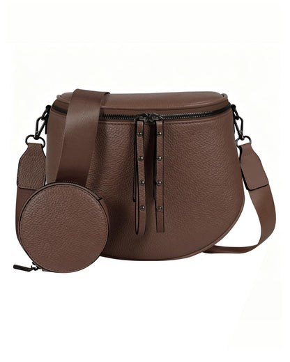 CHERUBEL Crossbody Bags for Women, Large Vegan Leather Trendy Bum Bag (Chocolate Brown)