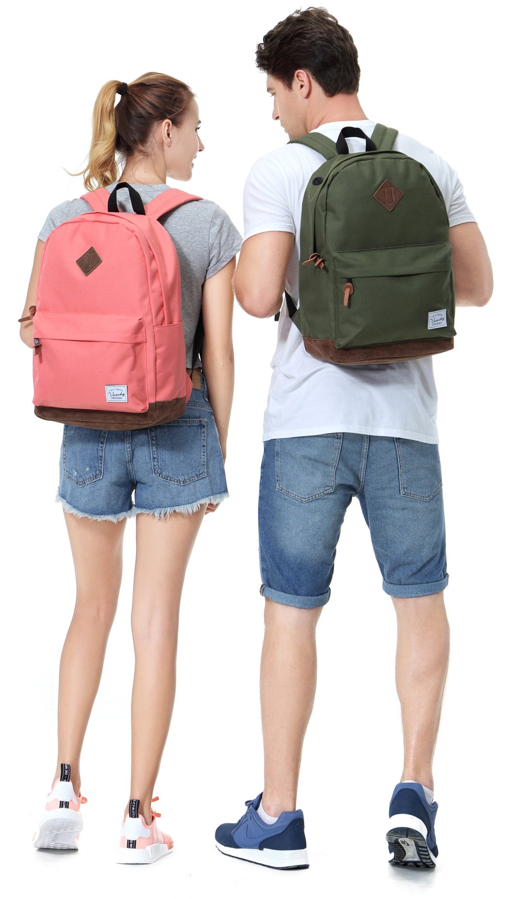VASCHY Unisex Classic Lightweight Water-resistant Campus School Rucksack Travel BackPack Green Fits 15.6Inch Laptop