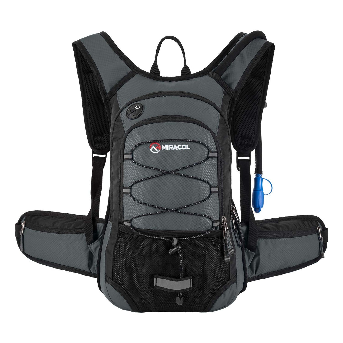 Hydration Pack Hiking Water Backpack - Miracol Insulated Water Bag with 2L Bladder Charcoal Grey