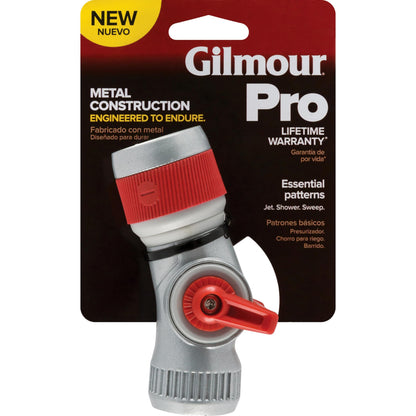 Gilmour Pro 3 Pattern Utility Hose Nozzle with Insulated Grip, Heavy Duty Hose Nozzle for Watering and Cleaning
