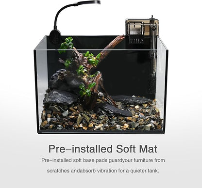 Nano Nature Aquarium Kit,2.8 Gallon Small Aquarium Set Glass Fish Tank with Waterfall Filter and Light for Beginners and Children to Keep Betta Fish, Goldfish, Shrimp, and Aquatic Plants