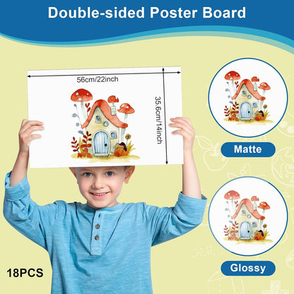 18 Pcs 14" x 22" Poster Board White Poster Board Paper Bulk 250 GSM Thickness Vision Boards Smart for Drawing School Arts Craft Projects Presentations Scrapbooking Blank Graphic Display