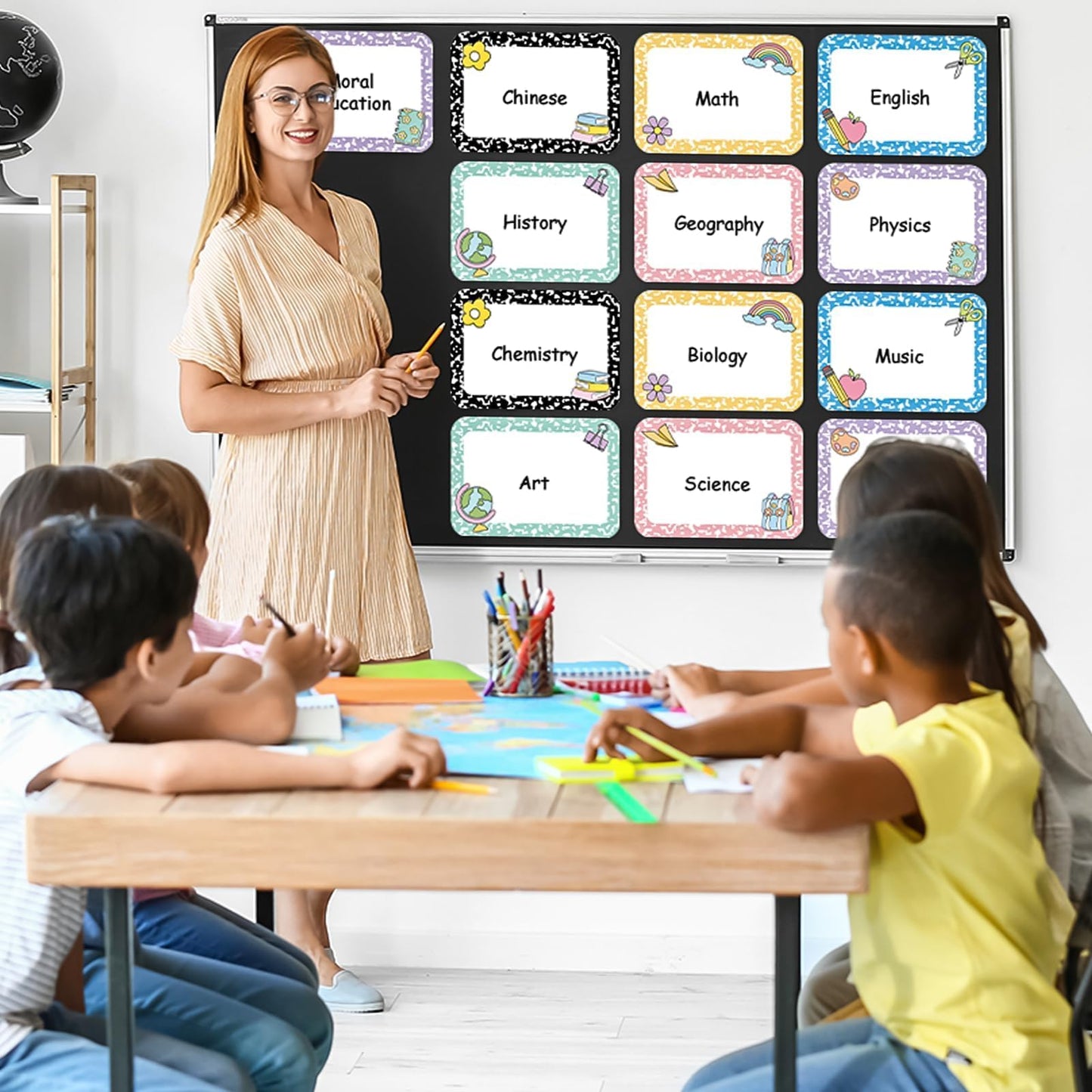 12Pcs Magnetic Write Wipe Organization Chart Dry Erase Objectives Learning Magnets Composition Notebook Colorful Back to School Classroom Goals Targets for Whiteboard Teaching Supplies