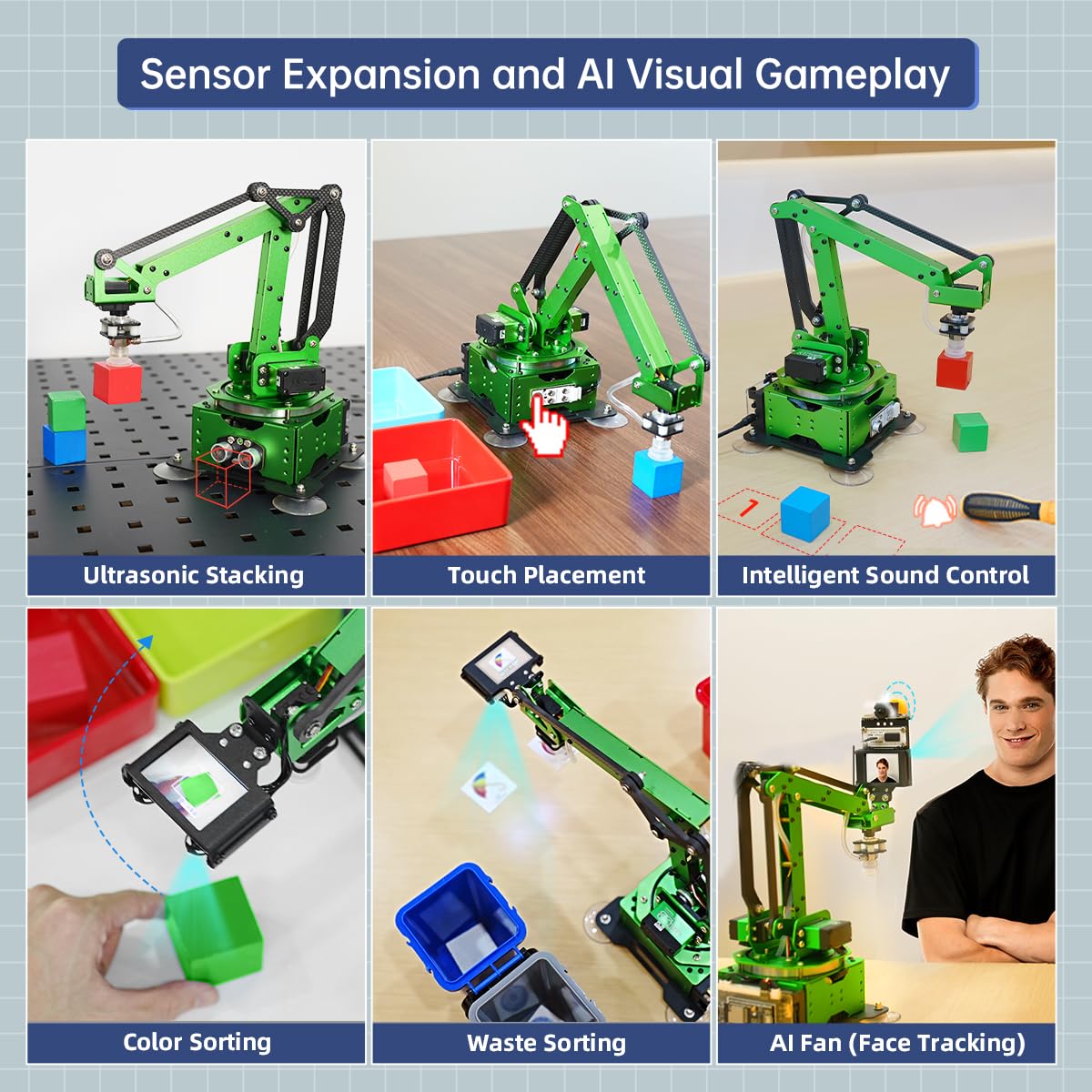 LewanSoul Robotic Arm Kit, MaxArm for Arduino Python Programming ESP32 Open Source Smart Robot Arm with Bus Servo, Suction Nozzle, WiFi Bluetooth Connection, STEM Science Education, Starter Kit