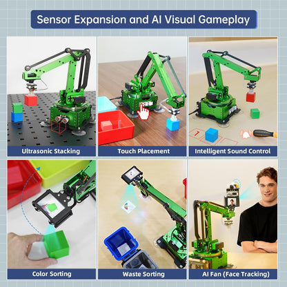 LewanSoul Robotic Arm Kit, MaxArm for Arduino Python Programming ESP32 Open Source Smart Robot Arm with Bus Servo, Suction Nozzle, WiFi Bluetooth Connection, STEM Science Education, Starter Kit