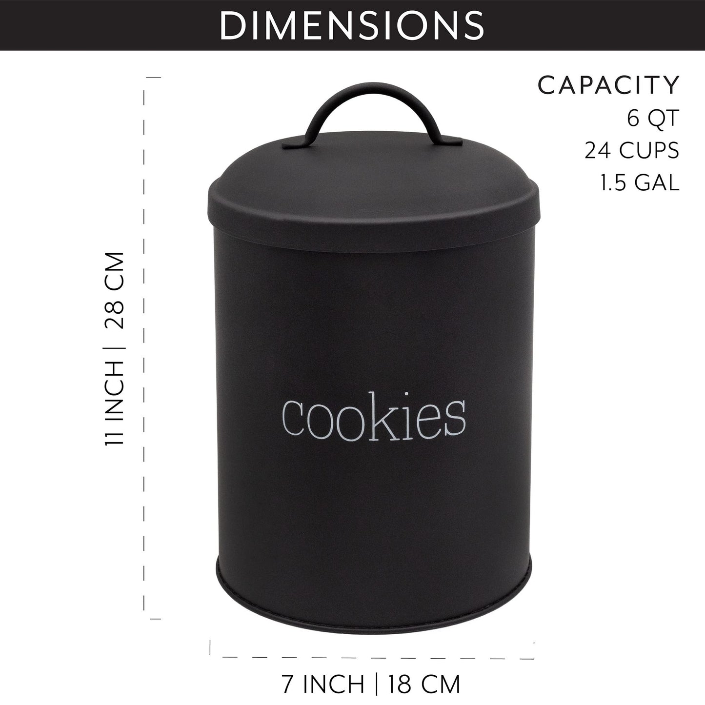 AuldHome Design Black Enamelware Cookie Jar, Large Modern Farmhouse Treats Canister