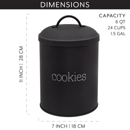 AuldHome Design Black Enamelware Cookie Jar, Large Modern Farmhouse Treats Canister