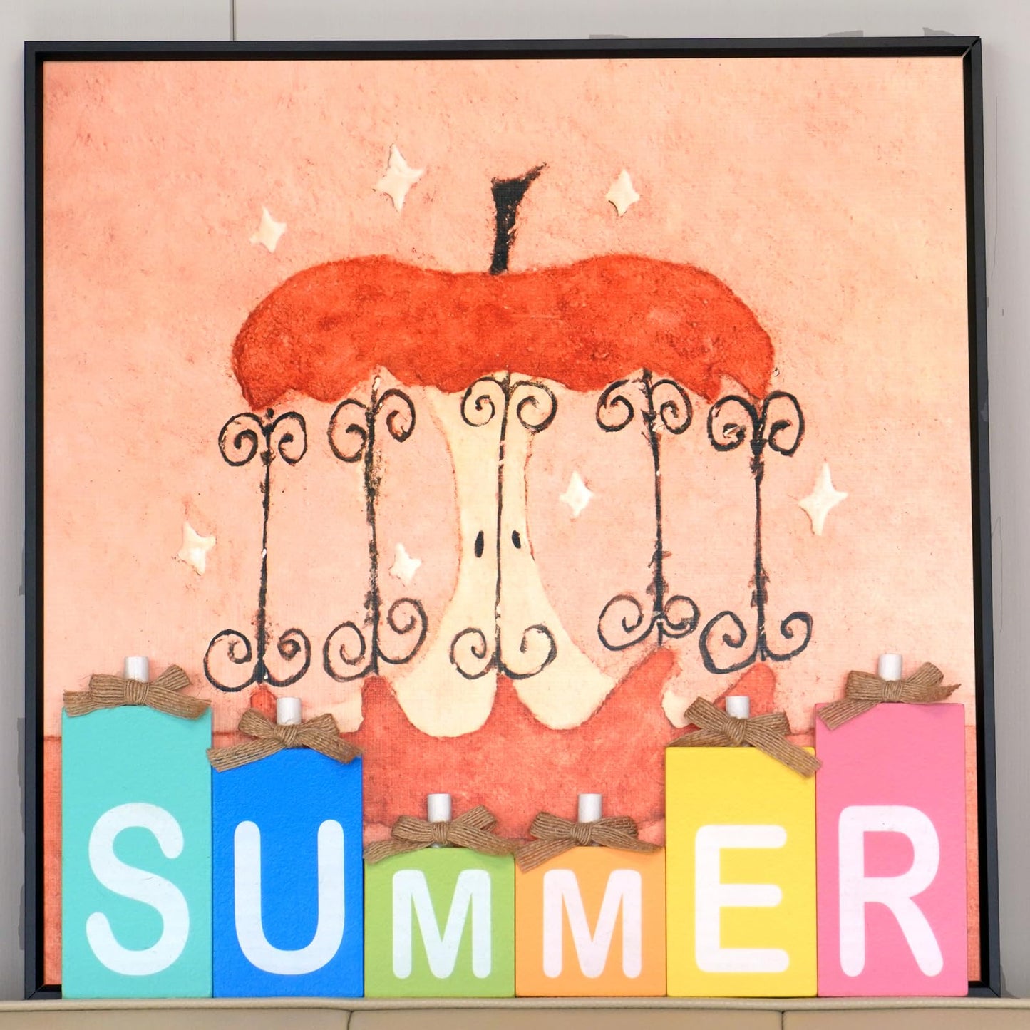 NYUWOAURC Summer Decorations for Home,6 Pcs Wooden Signs Letter Blocks,Rustic Farmhouse Summer Table Decoration Indoor,Double Sides Seasonal Decor Party Centerpiece For Tiered Tray Tabletop Shelf Desk Mantel