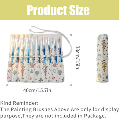 Funny Paint Brush Holder Storage 20 Slots Art Brush Roll Canvas Pouch Artist Paint Brush Holder Roll Up Brush Bag Case Storage Canvas Pouch for Watercolor Gouache
