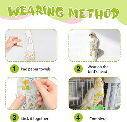 Bird Diaper Flight Suit, 3-Packs Lightweight Reusable Washable Elastic-Straps Parrot Clothes for Peony/Monk Parakeet, Prevents Poop Leaks & Feather Pecking (Peach+Orange+Watermelon, M)