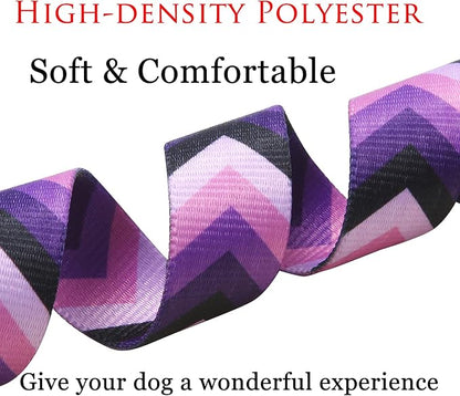 Mihqy Dog Collar and Leash Set with Bohemia Floral Tribal Geometric Patterns - Soft Ethnic Style Collar Adjustable for Small Medium Large Dogs(Purple Arrow Set,S)