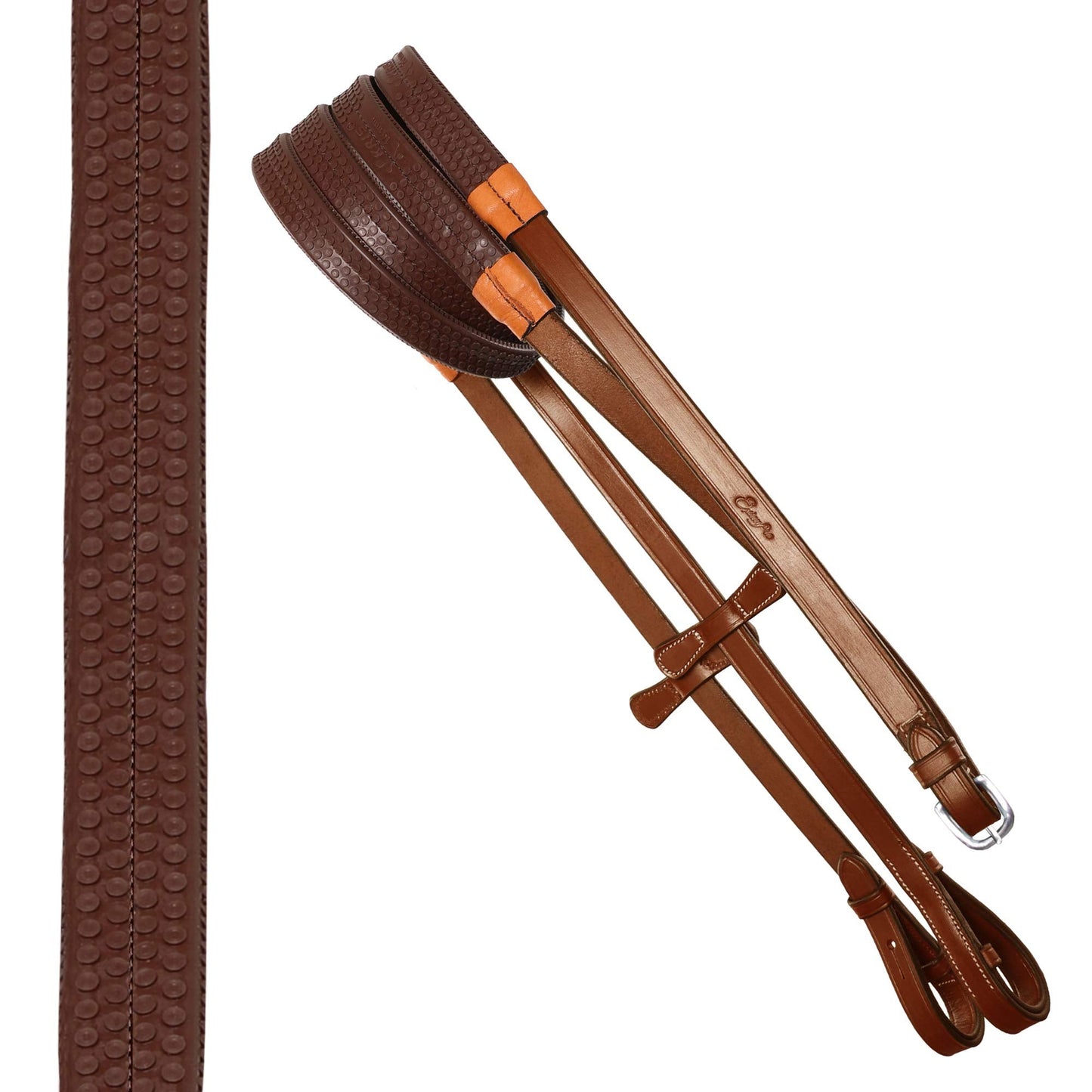 ExionPro Anatomical Snaffle Jumping Bridle for Horses with Removable Flash Noseband & Rubber Reins – Premium Vegetable-Tanned Leather, SS Buckles, Padded MonoCrown, Designer Stitching