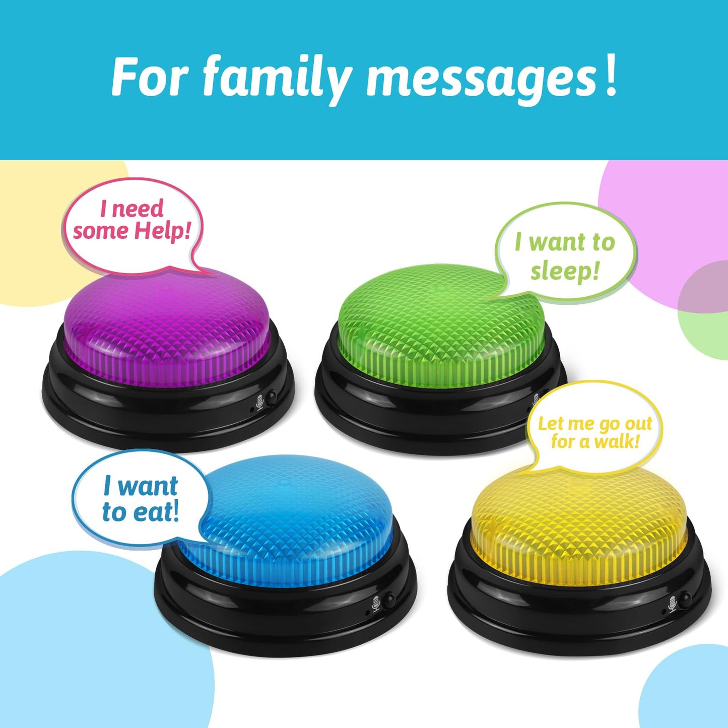 BEAN LIEVE Recordable Answer Buzzers - Set of 4, Personalized Sound, Game Show Buzzers for Family Game, Trivia Nights and Classroom Teaching
