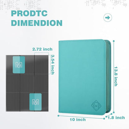 Trading Card Binder with 9 Side Loading Pocket Card Album Hold Up to 540 Cards PU Card Collection Binder, Collectible Albums Card Folder for MTG, TCG, Sports Cards（9-Cyan）