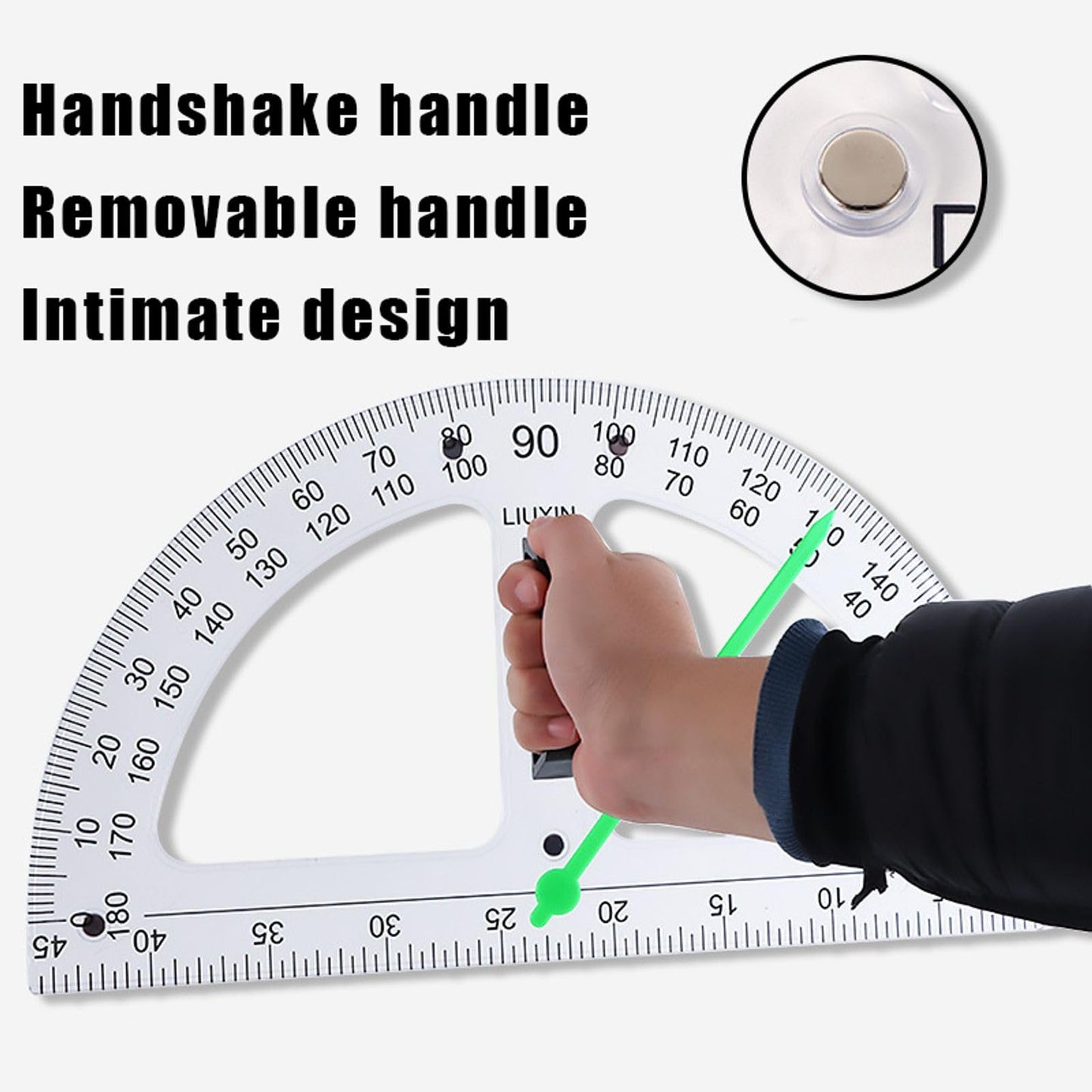 Magnetic Geometry Tool, Protractor, Triangle Rulers Easy Attachment Blackboard Measurement Kit, Teacher Board Protractor Multi-Purpose Kit Large (Transparent-3pc)