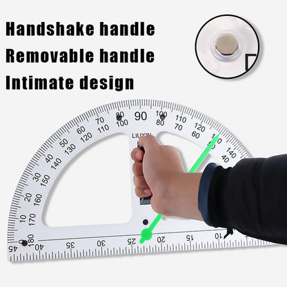 Magnetic Geometry Tool, Protractor, Triangle Rulers Easy Attachment Blackboard Measurement Kit, Teacher Board Protractor Multi-Purpose Kit Large (Transparent-3pc)