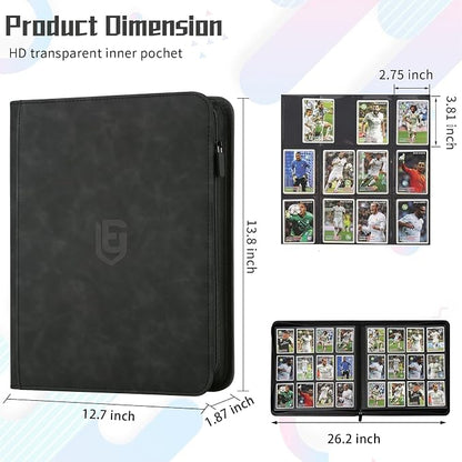 12 Pocket Card Binder,720 Pocket Trading Card Binder，Side Loading Collectible Card Albums for MTG, for TCG Football, Sports, Game Cards Black