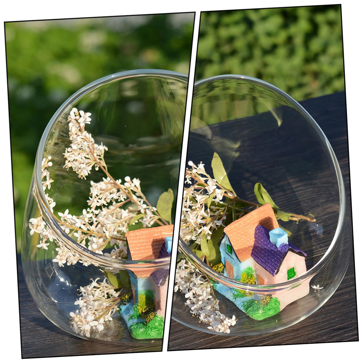 MAGICLULU 3pcs Slant Cut Glass Landscape Bottle Set, Eco Terrarium Vases for Desktop Decoration, Glass Containers for Succulent Plants and Miniature Gardens