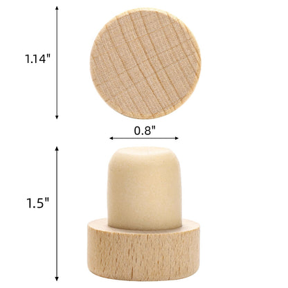 Eorbow 60 Pieces T-Shaped Wine Corks, Reusable Cork Plugs, Wooden and Rubber Wine Stoppers, Sealing Bottle Stoppers for Wine, Beer, DIY Craft