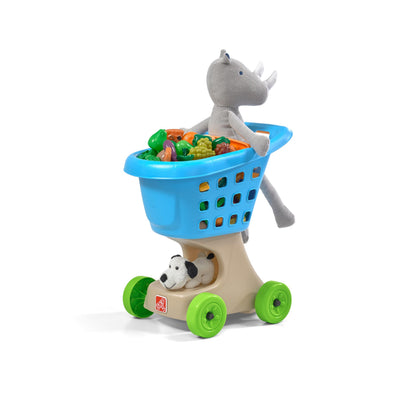 Step2 Little Helper's Shopping Cart for Kids, Play Grocery Cart, Made of Durable Plastic, for Toddlers 2+ Years Old, Blue