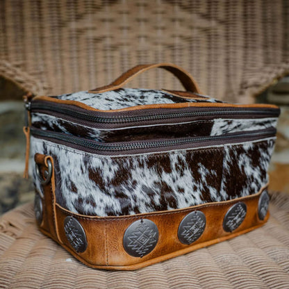 STS Ranchwear Vaquero Glamour STS-34330 Zip Around Full Grain Leather Cosmetic Organizer with 2 Compartments, Multi