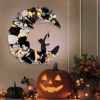 Halloween Wreath Decorations - Halloween Wreath for Front Door with Light
