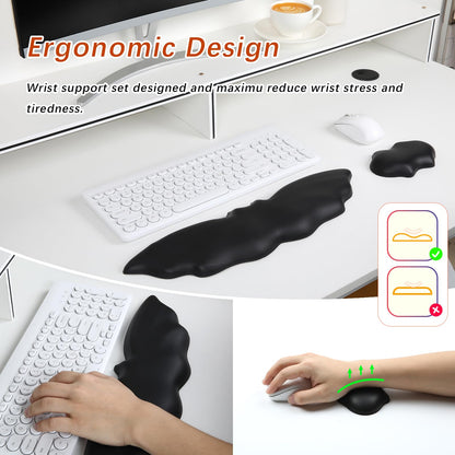 Tscuite Keyboard Wrist Rest - Soft Leather Halloween Bat Wrist Pad for Mouse Wrist Rest with Non-Slip Base, Wrist Pad for Keyboard,Arm Rest for Desk Computer Laptop Mac Gaming Office Black