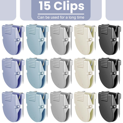 Feifeiya 15 Pcs Cubicle Clips Fabric Panel Cubicle Accessories Fabric Partition Panel Wall Clip Office Photos Wall for Notes Memos Standard Size, 40-Sheet Capacity (Blue)