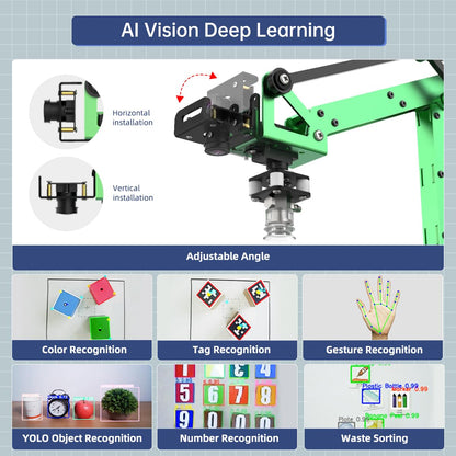 LewanSoul JetMax Robotic Arm for Jetson Nano AI Vision ROS Open Source Programmable Robot Arm Kit with 4 Kinds Gripper Big Chassis Sensor Modules Wireless Control App/PC Coding Study DIY Robot