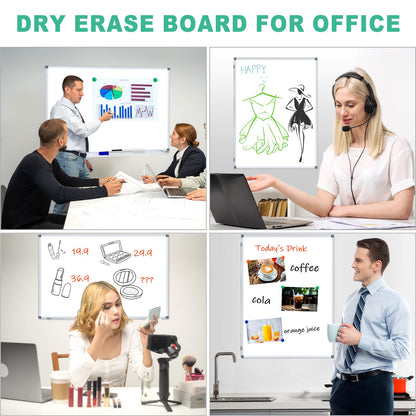 H-Qprobd 3' x 2' Whiteboard Dry Erase White Board for Wall 36x24 (2pcs) Magnetic Boards for Office Classroom & Home, Small Wall Whiteboard Including 6 Markers, 20 Magnets, 2 Erasers