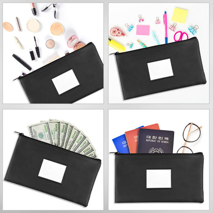VOCHIC 6 Pieces Money Bags with Zipper, Money Pouch,PU Bank Deposit Bags, Bank Bag, Cash Wallet Pouches with Label for Coins, Cosmetics, School Gifts,Invoice, Bills, Tools, Receipt Holder,11x6.1 inch
